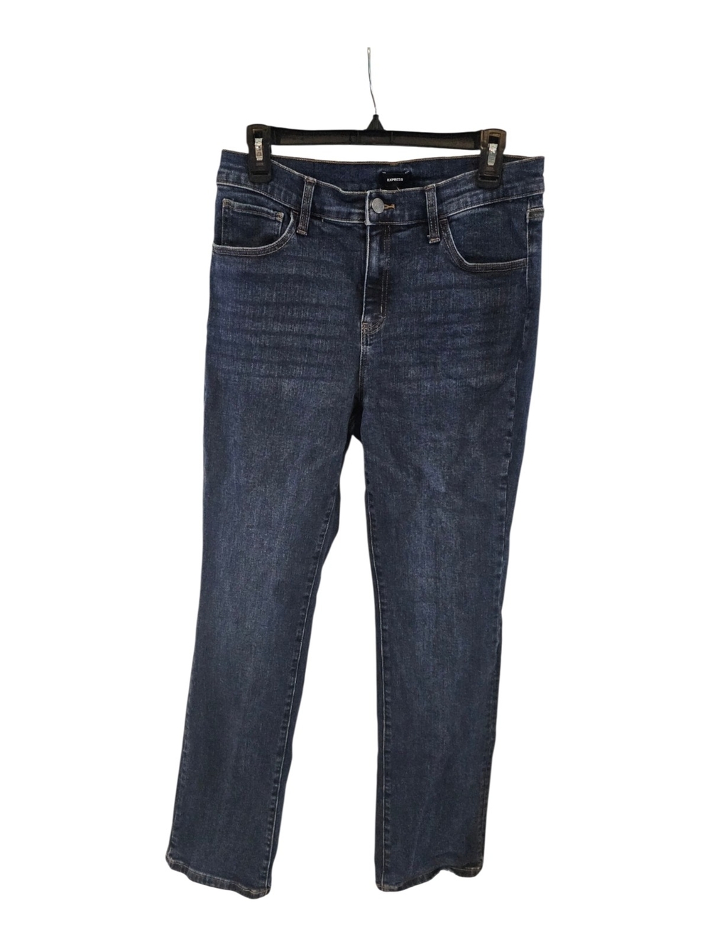 Express Women's Dark Blue Straight Leg Jeans Size 12